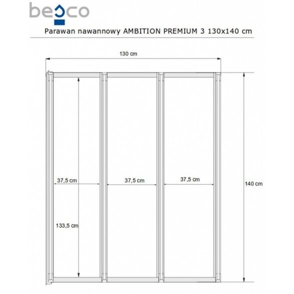 Стенка для ванны Besco Ambition Premium 130 5