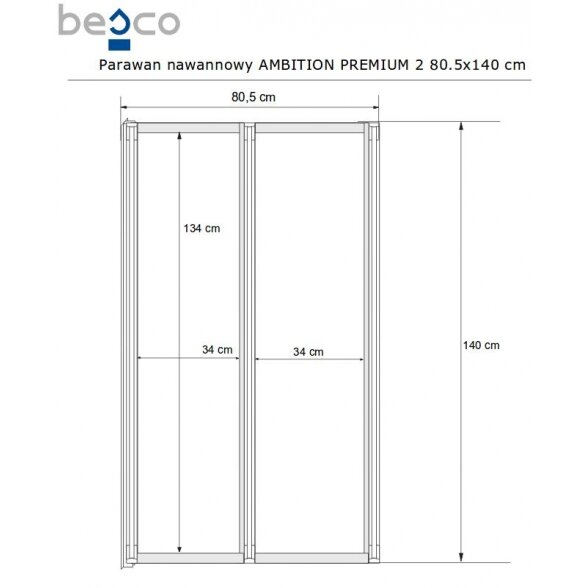 Стенка для ванны Besco Ambition Premium 80 2