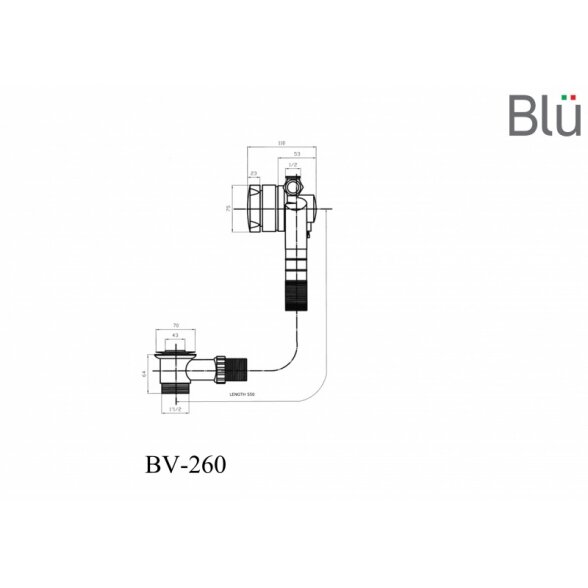 Сифон с наполнением через перелив для ванны Blu 1